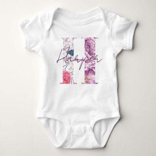 Harper Baby Name Revefit Vintages Blumenmädchen Baby Strampler (Vorderseite)