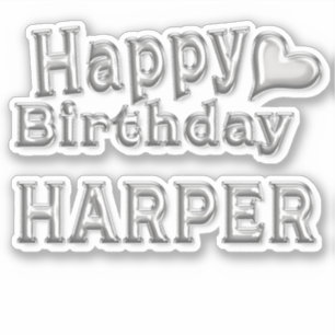 Harper Happy Birthday silver Aufkleber Sticker