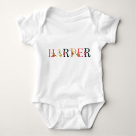HARPER Name Kunst mit bestickten Blume Baby Strampler