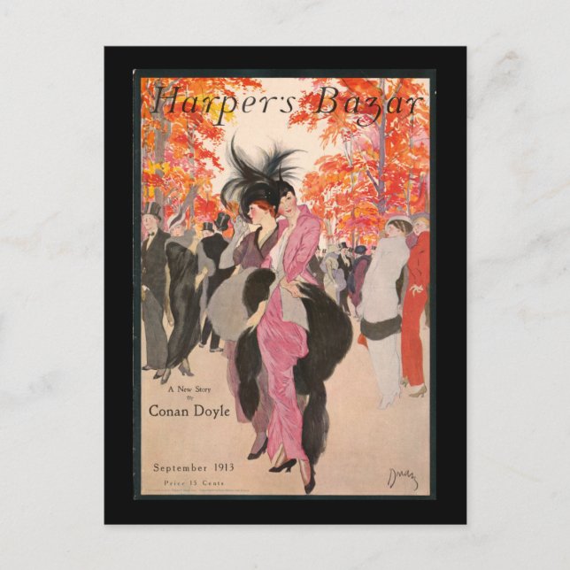 Harper's Bazaar Herbstmode 1913 Art Deco Postkarte (Vorderseite)