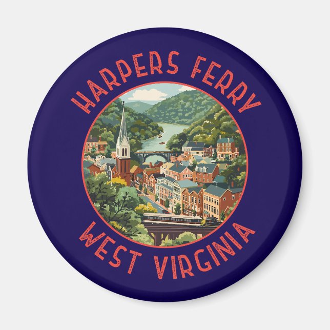 Harpers Ferry West Virginia Distressed Circle Magnet (Vorne)
