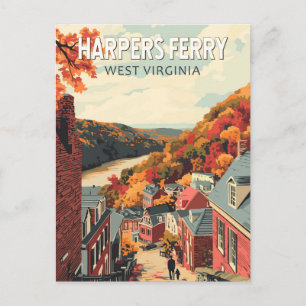 Harpers Ferry West Virginia Reise Kunst Vintage Postkarte