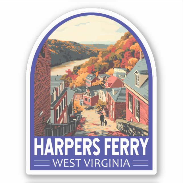 Harpers Ferry West Virginia Reiseplan Vintag Aufkleber (Vorderseite)