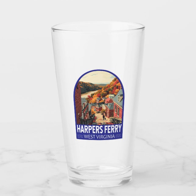 Harpers Ferry West Virginia Reiseplan Vintag Glas (Vorderseite)
