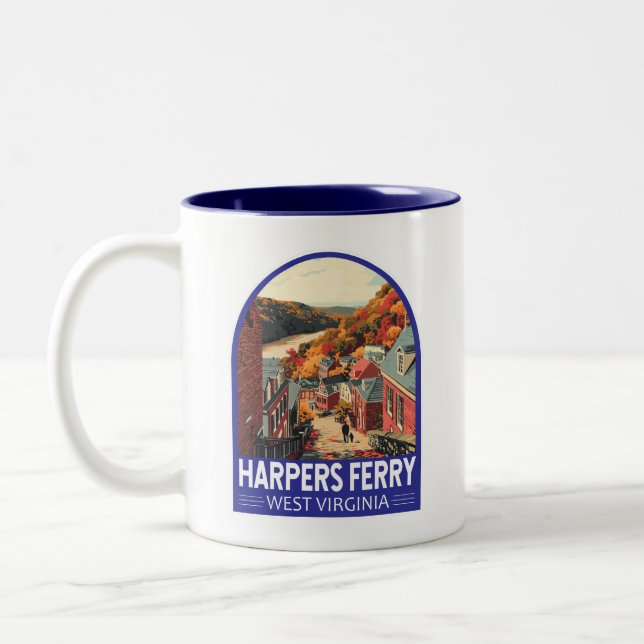 Harpers Ferry West Virginia Reiseplan Vintag Zweifarbige Tasse (Links)