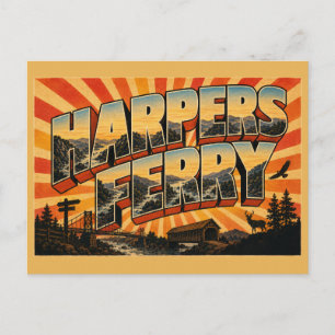 Harpers Ferry WV Fluss Zusammenfluss Berge Kunst Postkarte