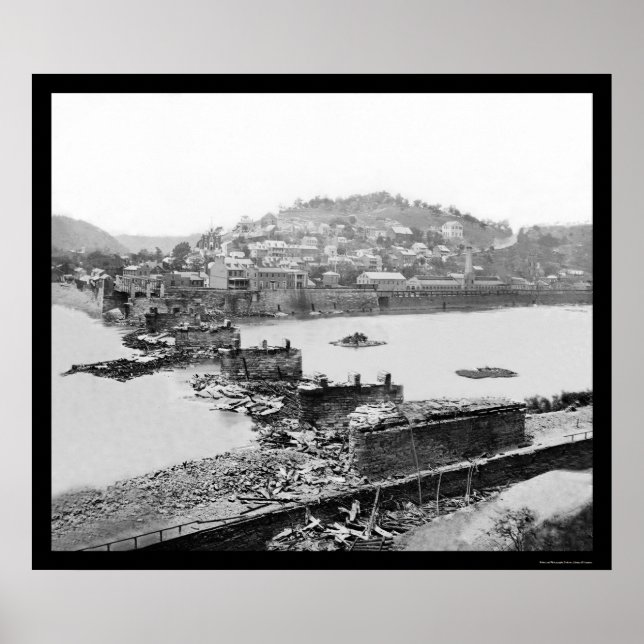 Harpers Ferry, WV Railroad Bridge Ruins 1862 Poster (Vorne)