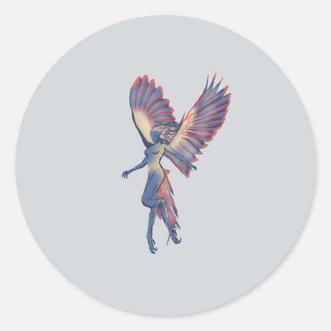 Harpie Runder Aufkleber (Vorderseite)