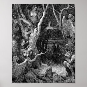 Harpies im Wald von Suiziden Gustave Dore Poster