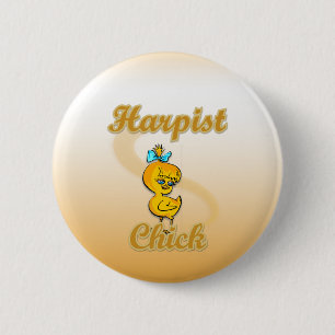 Harpist Chick Button