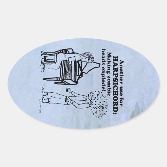 Harpsichord Zombie Explode Oval Sticker (Vorderseite)