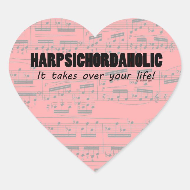 Harpsichordaholischer Heart Sticker (Vorderseite)