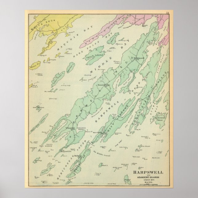 Harpswell, angrenzende Inseln Poster (Vorne)