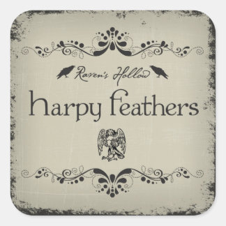 Harpy Federn Halloween-Glas-Aufkleber-Etikett Quadratischer Aufkleber