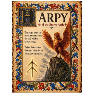 Harpy, mittelalterliche Bestiarien-Kunst Postkarte