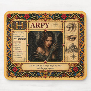 Harpyie, mittelalterliche Bestiarien-Kunst Mousepad