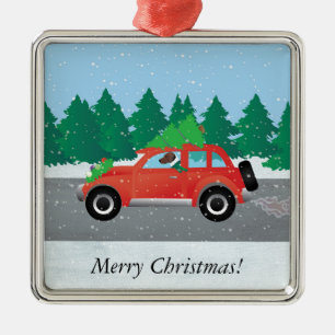 Harrier Dog Driving a Car - Weihnachtsbaum oben Ornament Aus Metall