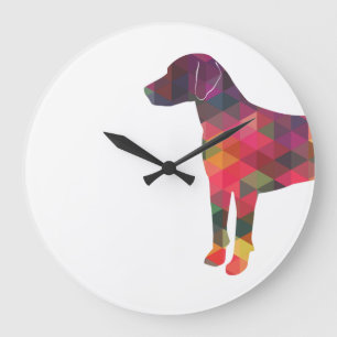 Harrier Dog Silhouette für farbiges geometrisches  Große Wanduhr