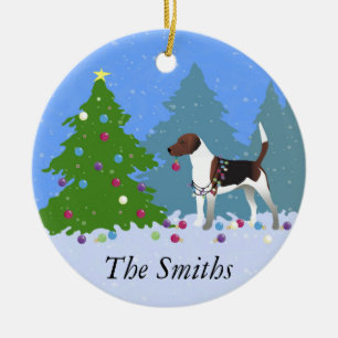 Harrier oder Beagle Dekorieren eines Weihnachtsbau Keramikornament