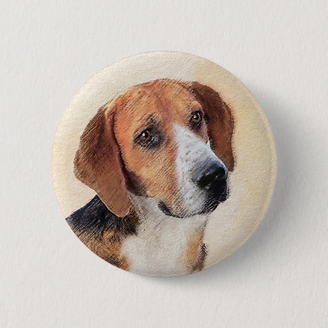 Harrier Painting - Niedliche Original Dog Art Button (Vorderseite)