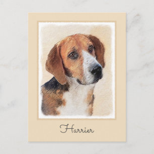 Harrier Painting - Niedliche Original Dog Art Postkarte