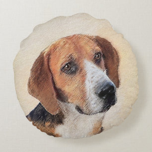 Harrier Painting - Niedliche Original Dog Art Rundes Kissen