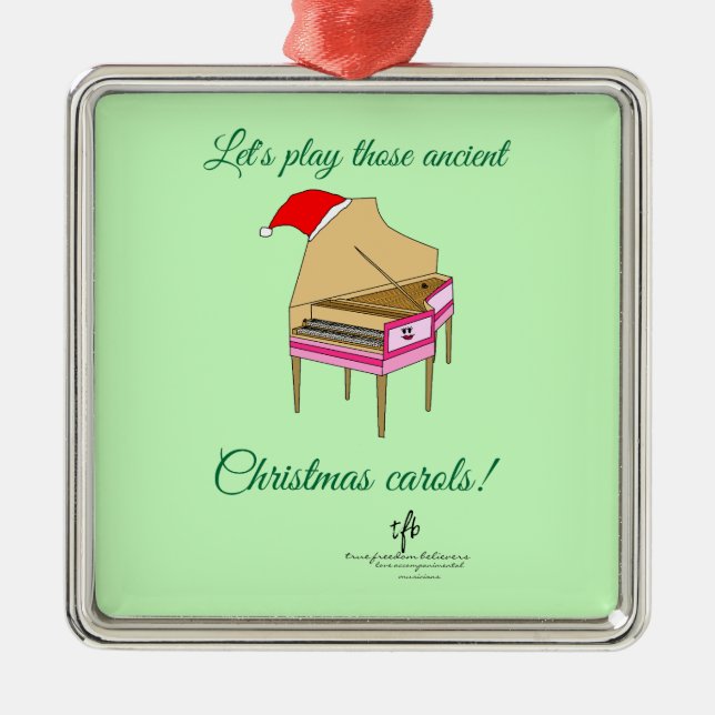 Harriet Cembalo Weihnachts Carols Premium Sq. Ornament Aus Metall (Vorne)