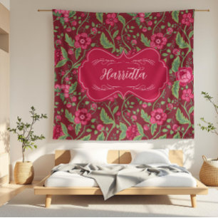 Harrietta Red Art Nouveau Blumenranke Fleecedecke