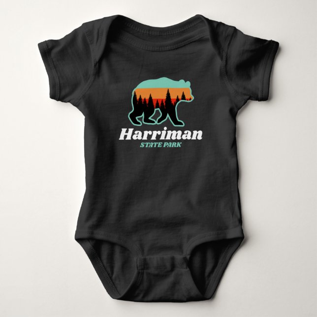 Harriman Staat Park Idaho ID Bear Retro Baby Strampler (Vorderseite)