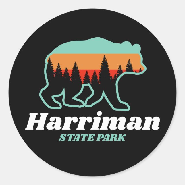 Harriman Staat Park Idaho ID Bear Retro Runder Aufkleber (Vorderseite)