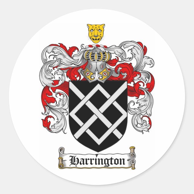 HARRINGTON FAMILIENWAPPEN - HARRINGTON WAPPEN RUNDER AUFKLEBER (Vorderseite)