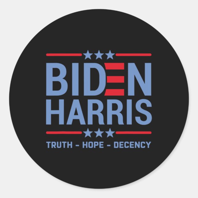 Harris 2020 Truth Hope Decency Runder Aufkleber (Vorderseite)