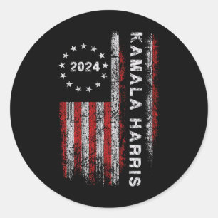 Harris 2024 American Flag Kamaka Supporter 1 Runder Aufkleber