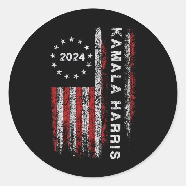 Harris 2024 American Flag Kamaka Supporter 1 Runder Aufkleber (Vorderseite)