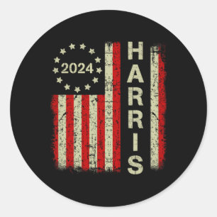 Harris 2024 für die US-Fahne im Präsidentschaftswa Runder Aufkleber