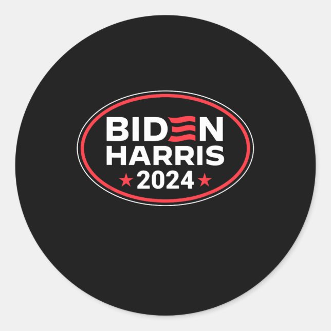 Harris 2024 Präsident Amerikanische Flagge Joe Bid Runder Aufkleber (Vorderseite)