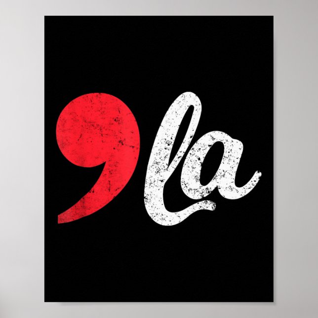 Harris 2024 Präsident Distressed Comma La Funny Poster (Vorne)