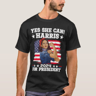 Harris 2024 Präsidentschaftswahl Kamala Ja Sie kan T-Shirt