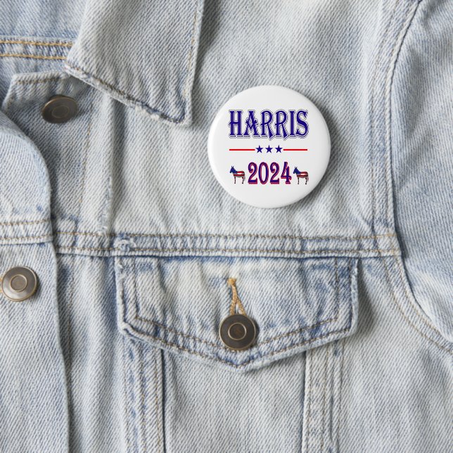 Harris 2024 Pres Democrat Donkeys USA Flag Button (Beispiel)