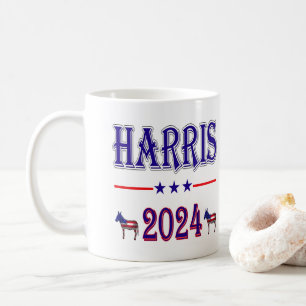 Harris 2024 Pres Democrat Donkeys USA Flag Kaffeetasse