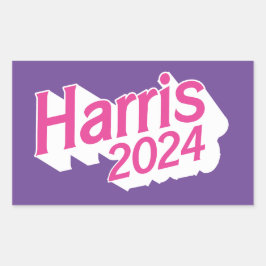 Harris 2024 rosa und Lila farbig Rechteckiger Aufkleber
