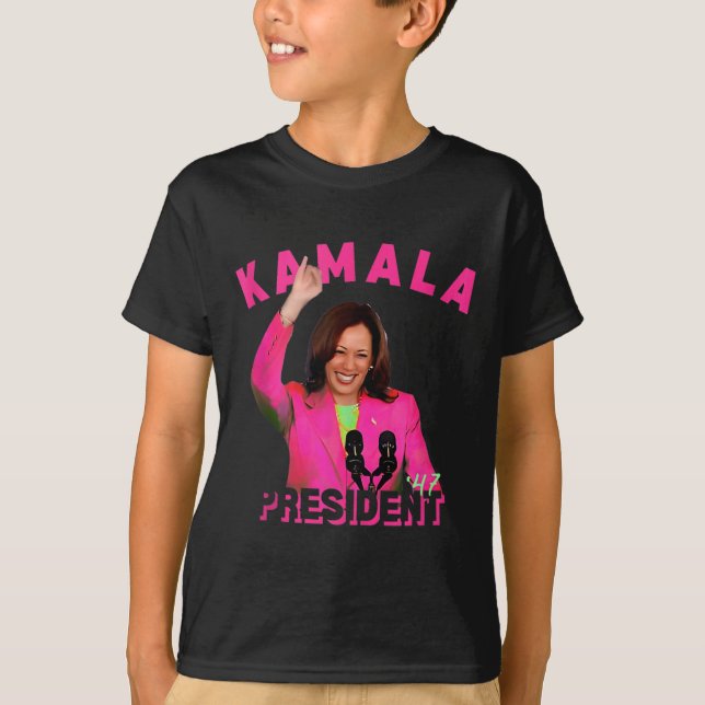 Harris Aka für Präsident 47 Pink Comma La 2024 Wom T-Shirt (Vorderseite)