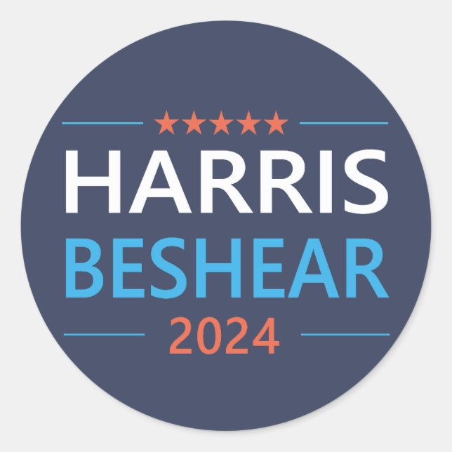 Harris Beshear 2024 Kamala Harris Democrat Runder Aufkleber (Vorderseite)