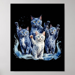 Harris Blue Cats Wave - Funny für Katzenbesitzer 1 Poster