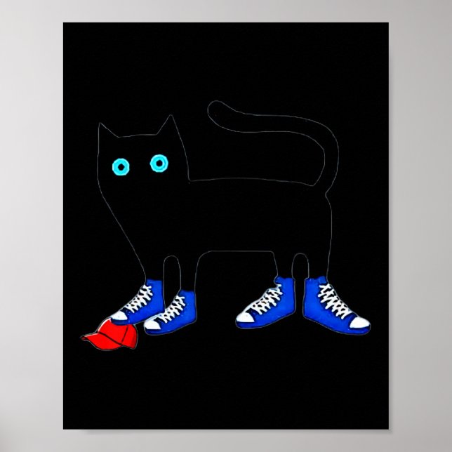 Harris Cat Wearing Blue Leinwand Shoes Tramples Re Poster (Vorne)