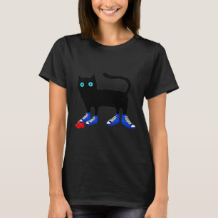 Harris Cat Wearing Blue Leinwand Shoes Tramples Re T-Shirt