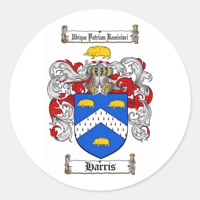 HARRIS-FAMILIENWAPPEN - HARRIENCOAT VON WAFFEN RUNDER AUFKLEBER (Vorderseite)