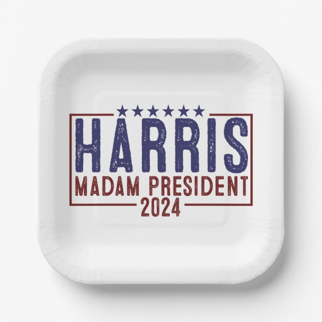 Harris Frau Präsidentin 2024 Pappteller (Vorderseite)