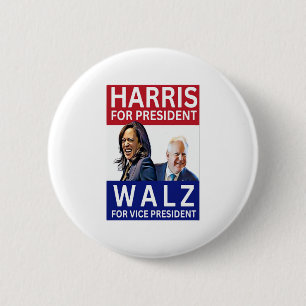 Harris für Präsident Walz für Vizepräsident Kamal Button