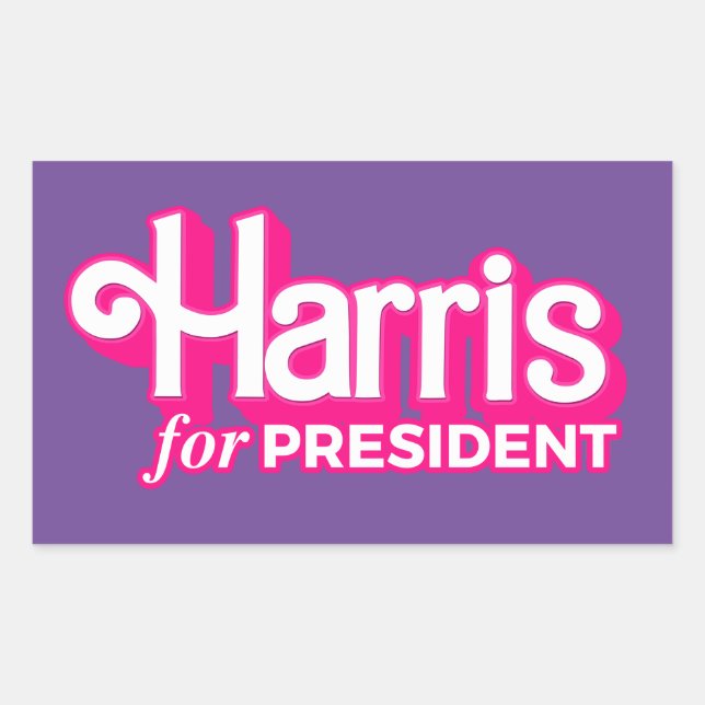 Harris für President Pink Style Rechteckiger Aufkleber (Vorderseite)